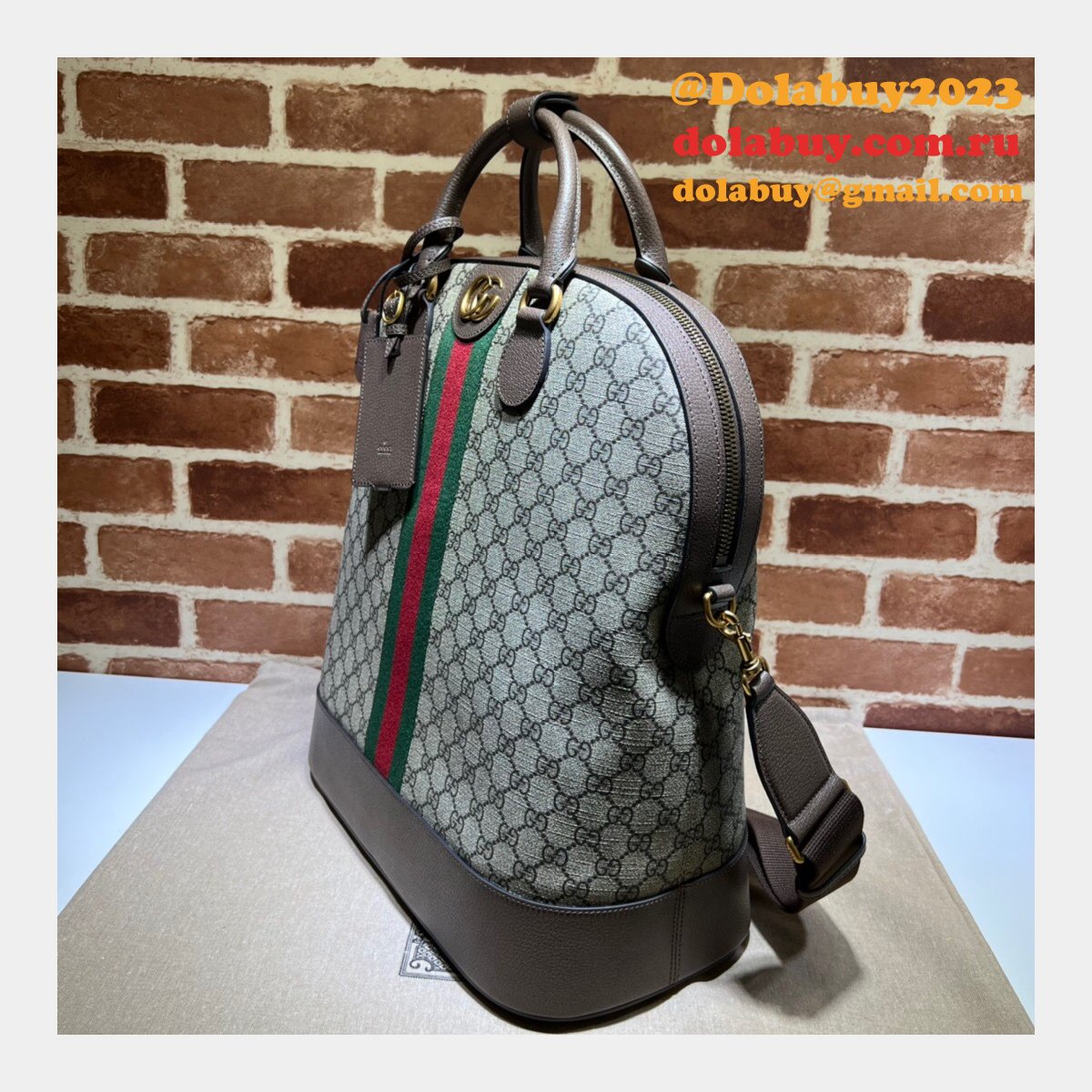 Top Quality Gucci UK Savoy 724654 Bowling Ebony Supreme Tote Bag