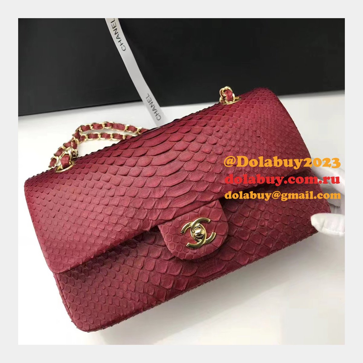 Luxury CC flap snake skin Top Quality classical handbag 25.5cm