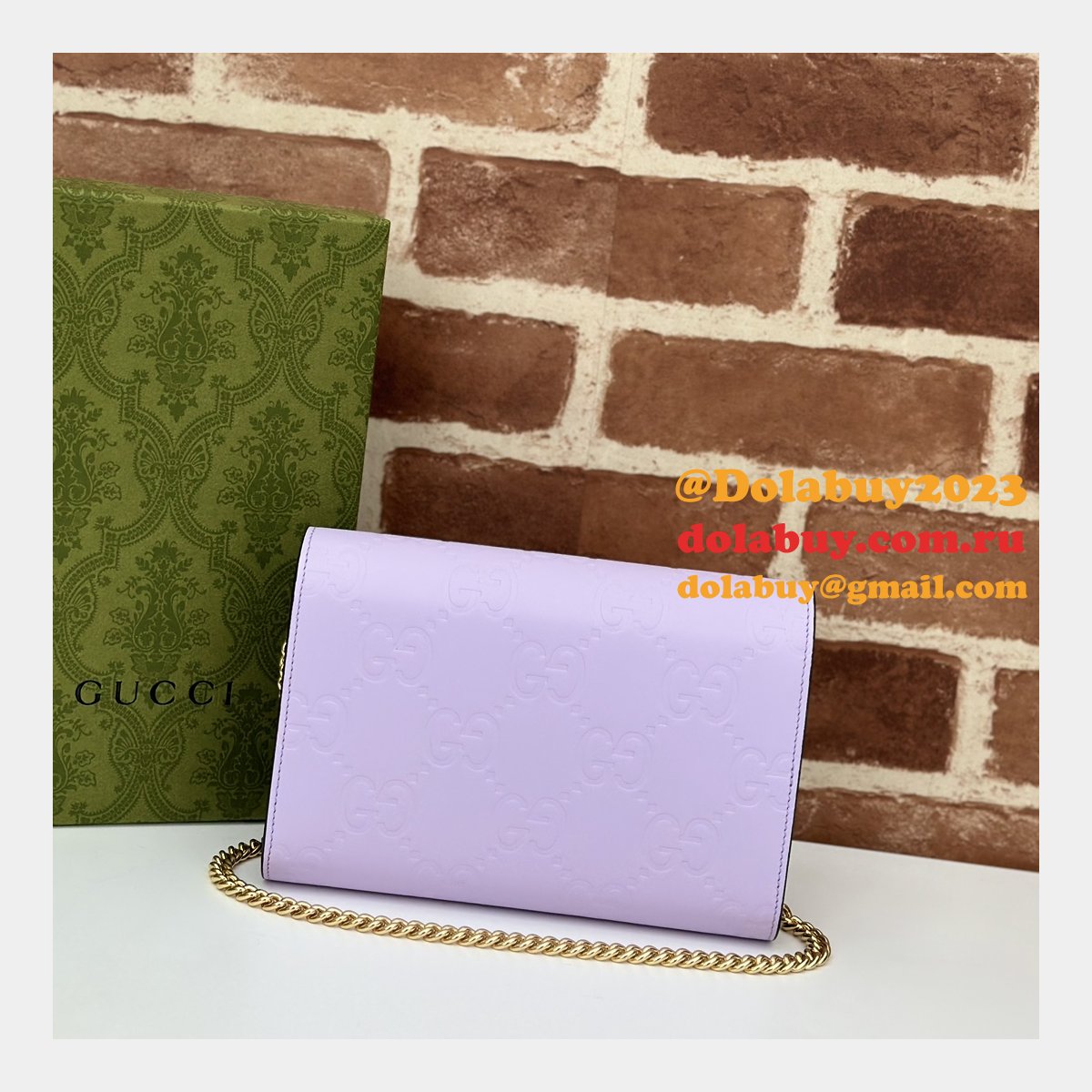 Gucci Copy GG Leather Chain Wallet 1:1 Mirror 781555 Bag