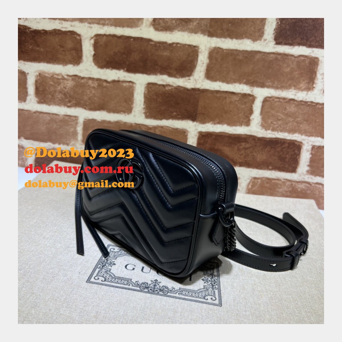 Designer Gucci Luxury Camera 634936 GG Marmont mini shoulder black bag