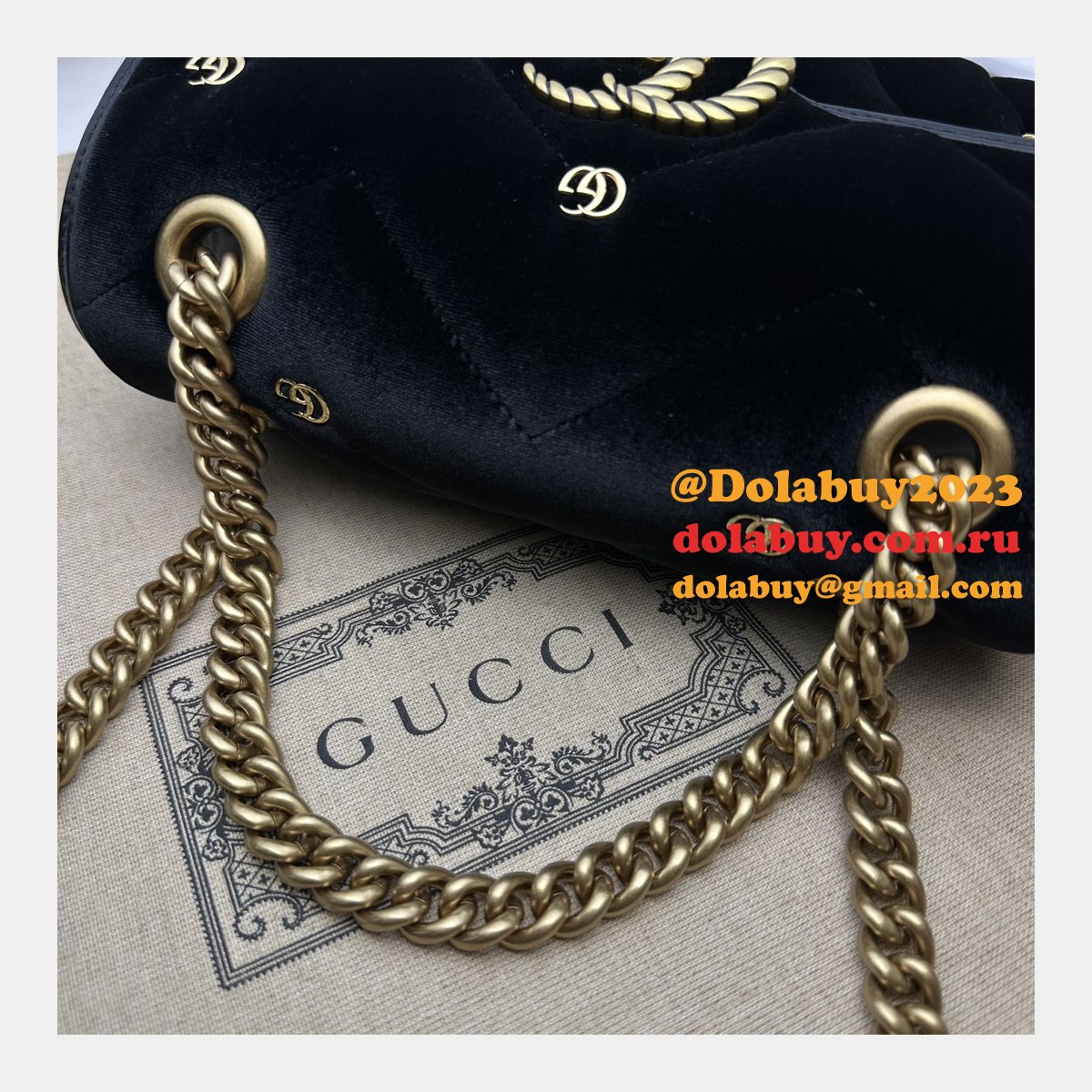 Affordable 446744 Black Marmont Top-Quality Fake Gucci Bags