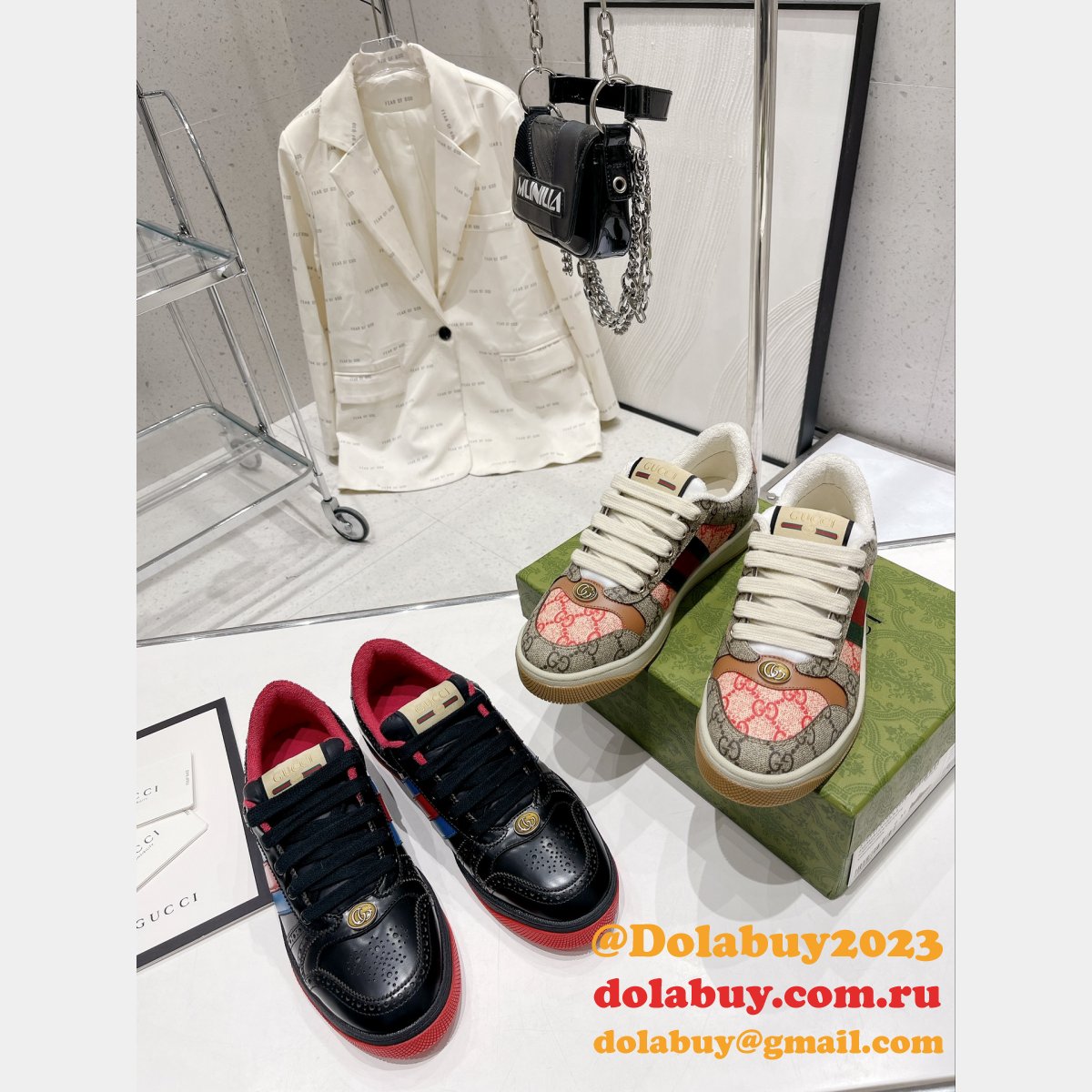 Gucci Dirty Embroidery Cowhide Shoes Replica Shop