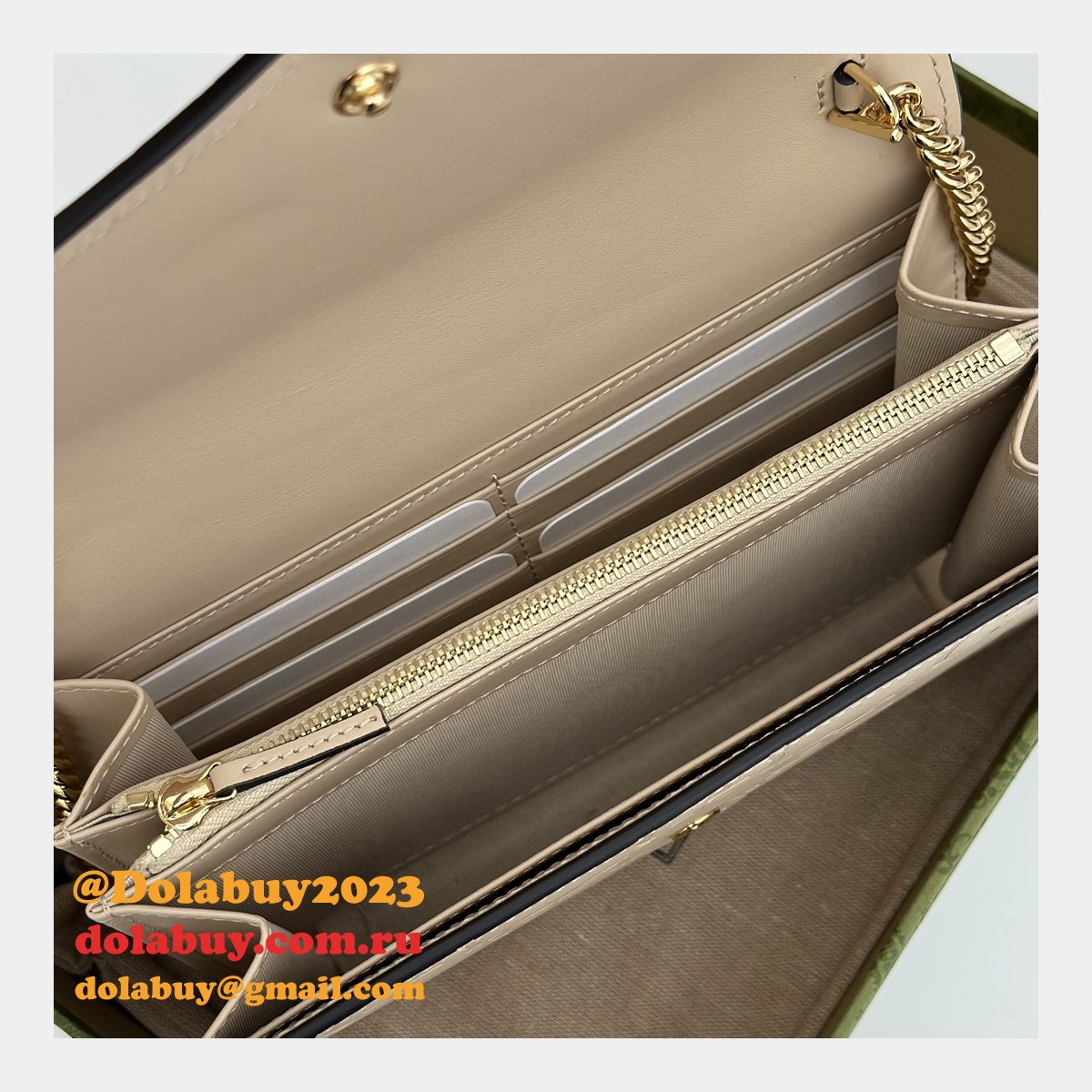 Gucci Copy GG Leather Chain Wallet 1:1 Mirror 781555 Bag