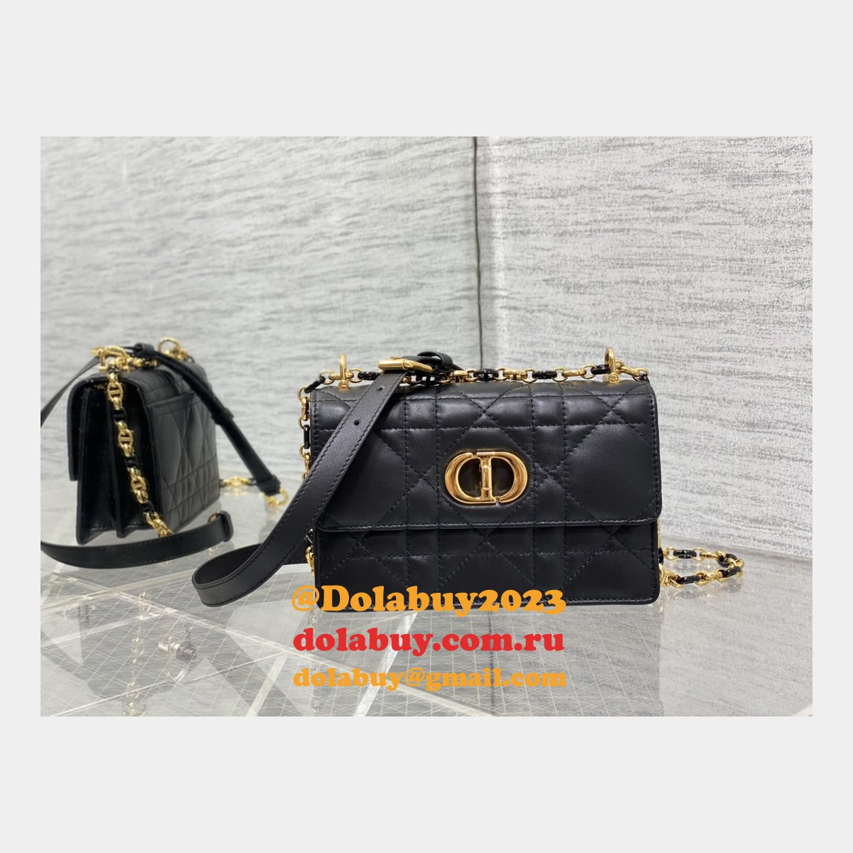 Top Quality 9277 Christian Dior 1:1 Mirror Knockoff Caro Black Bag