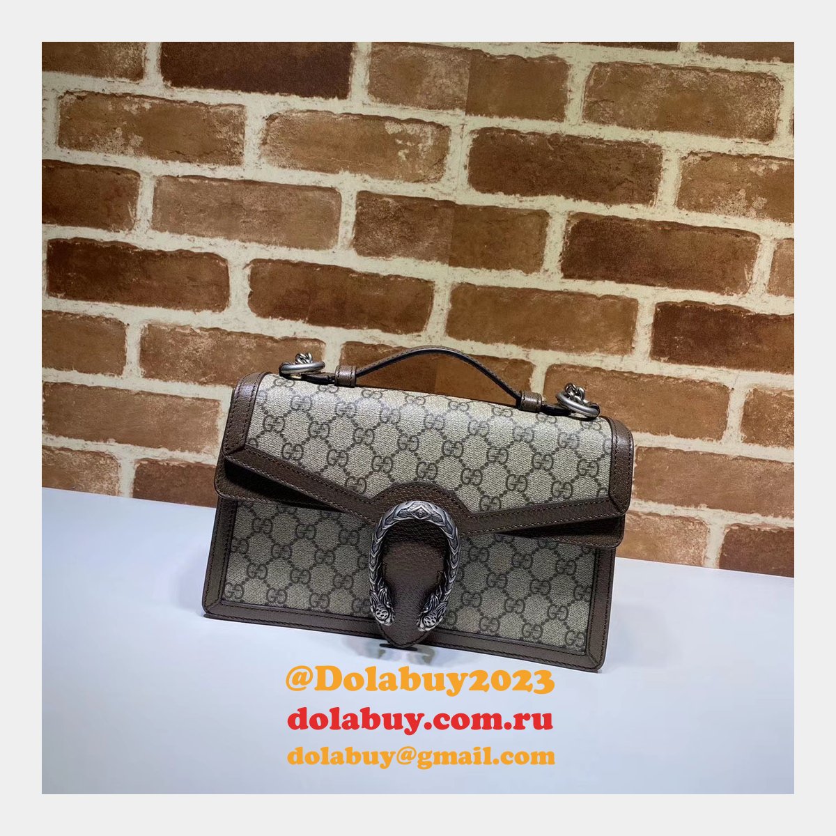 Designer Gucci Beige Replica Dionysus snakeskin top handle 621512 bag