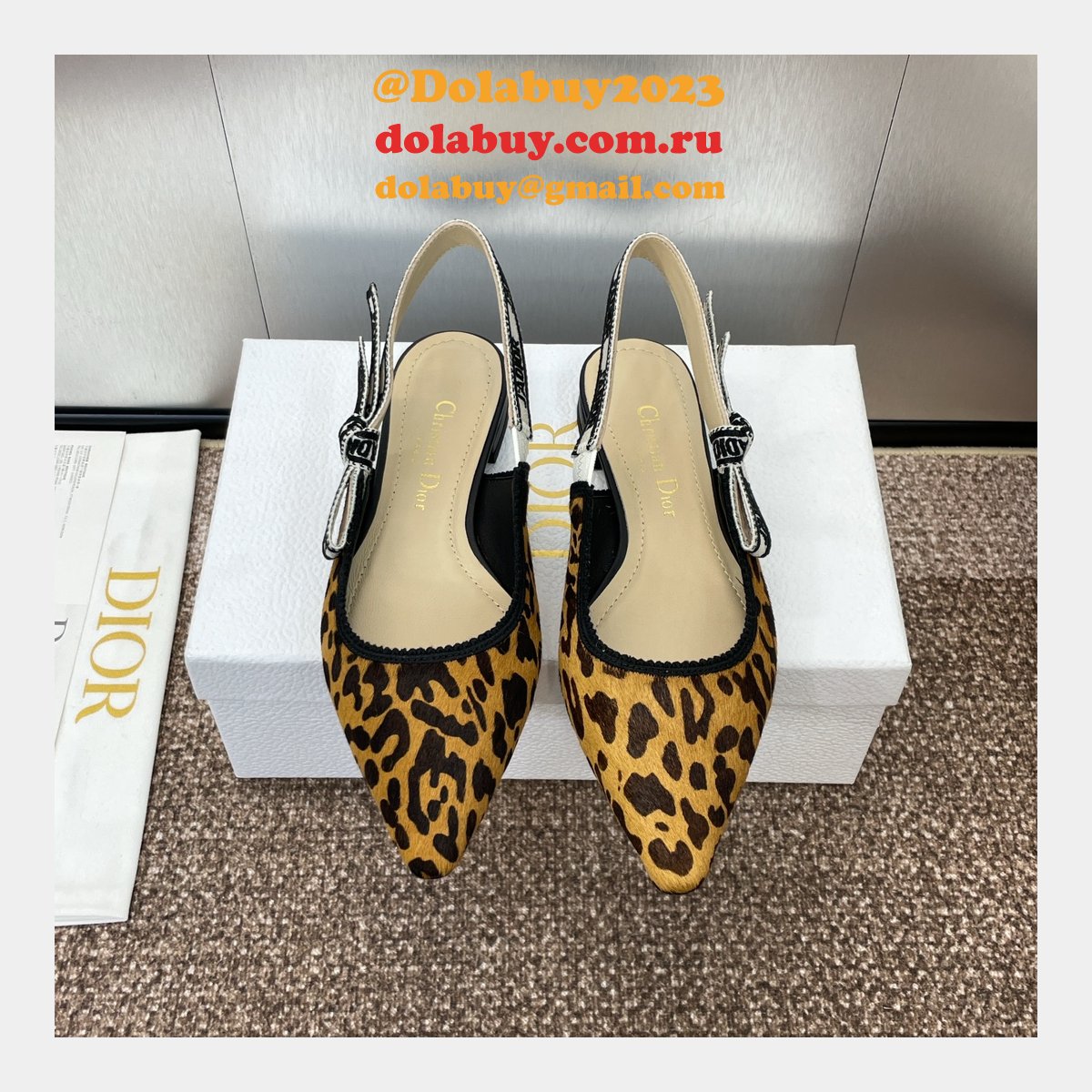 Luxury DiOR J''Adior Slingback Pump Leopard Shoes