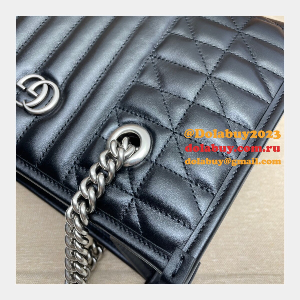 Replica Gucci 681483 GG Marmont Black Sale Bolsa Bag