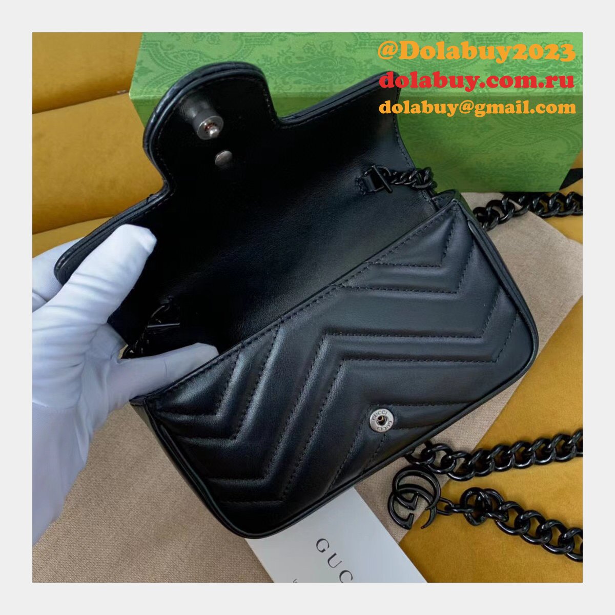 Knockoff Gucci GG Marmont matelassé leather super 699757 bag