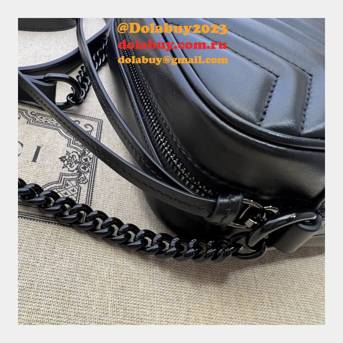 Designer Gucci Luxury Camera 634936 GG Marmont mini shoulder black bag