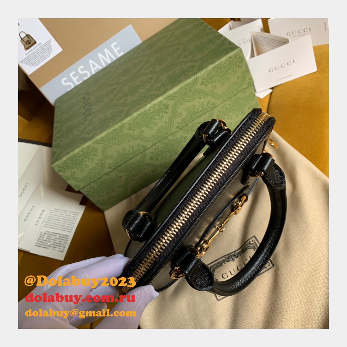Gucci Top Quality Horsebit 1955 mini top handle 640716 black bag