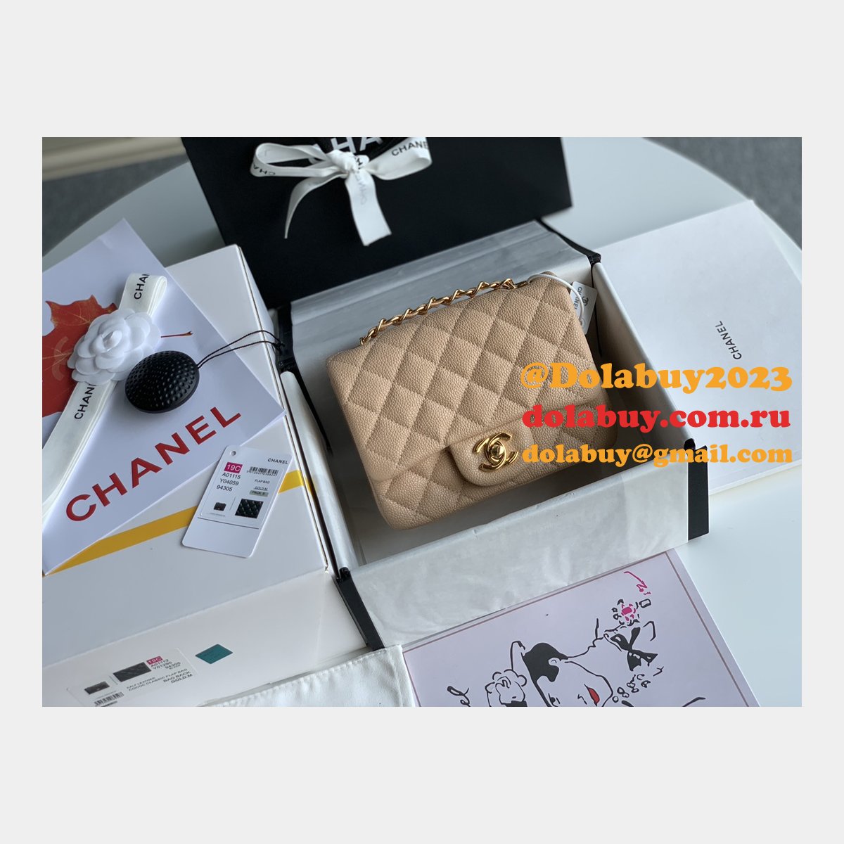 CC 7 Star CF 17CM Classic Flap Apricot UK Bag