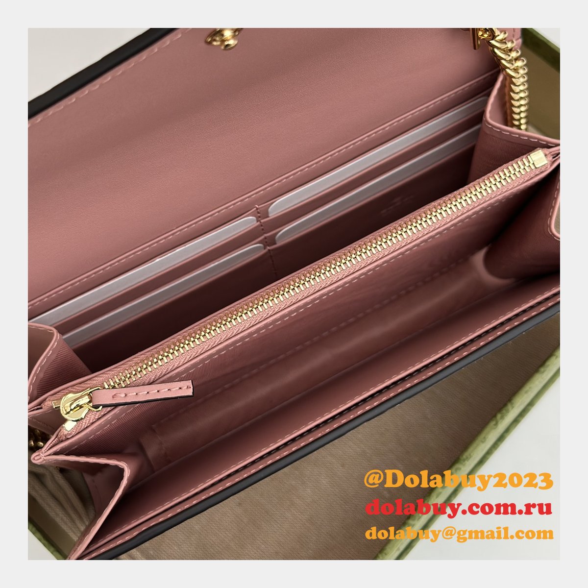 Gucci Copy GG Leather Chain Wallet 1:1 Mirror 781555 Bag