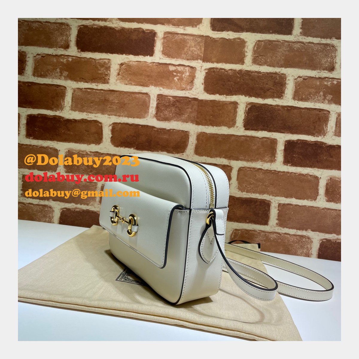 Gucci Horsebit 1955 Small Shoulder 645454 Black Army Green White Bag