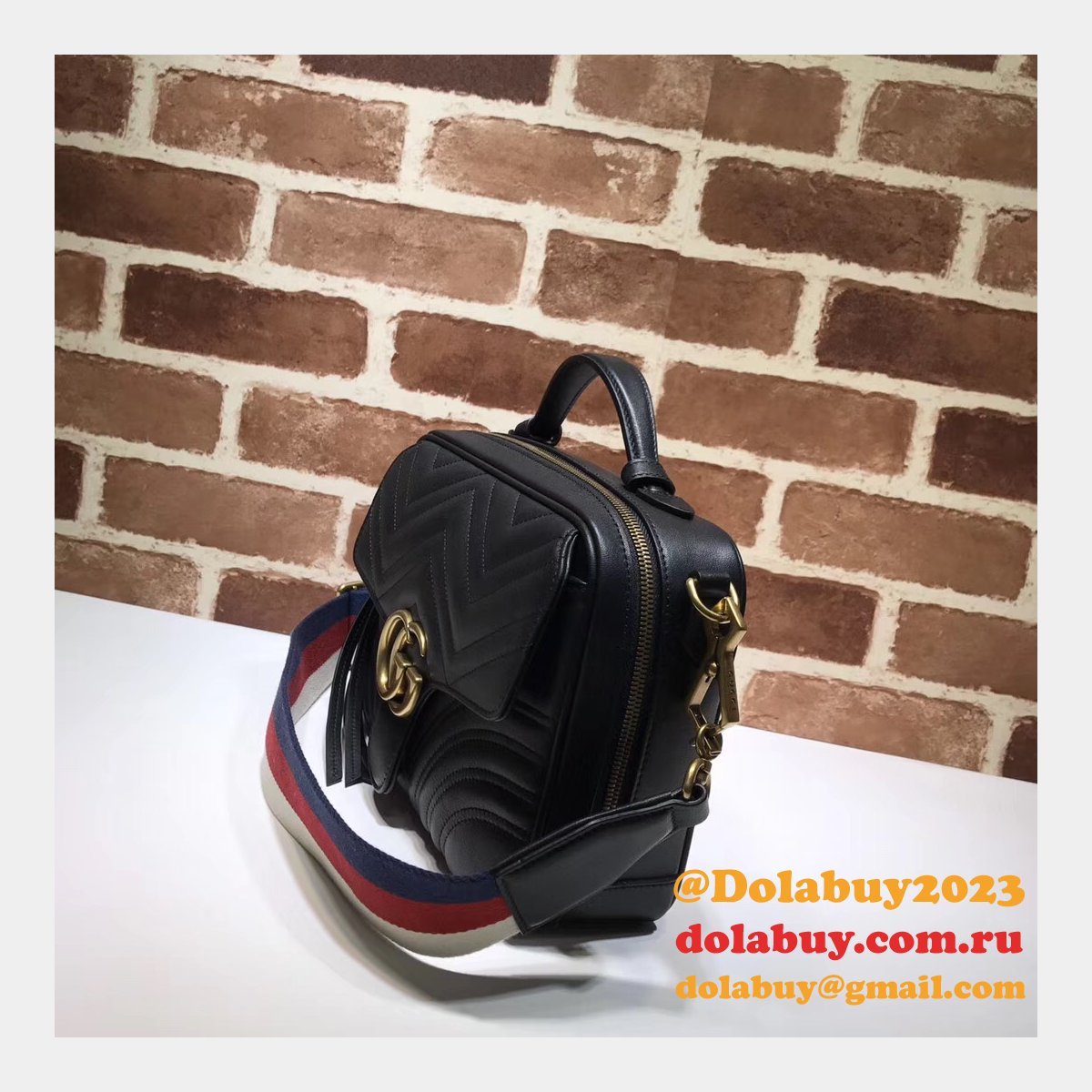 Top Quality Gucci Replica 498100 Leather GG Marmont Small Shoulder Bag
