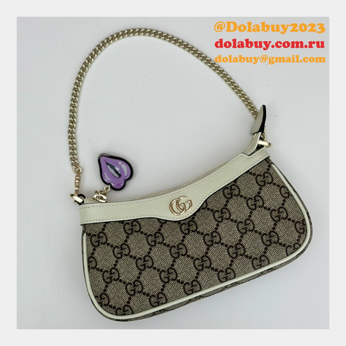 Inspired Gucci 784732 GG Super Mini Shoulder Charm Bag