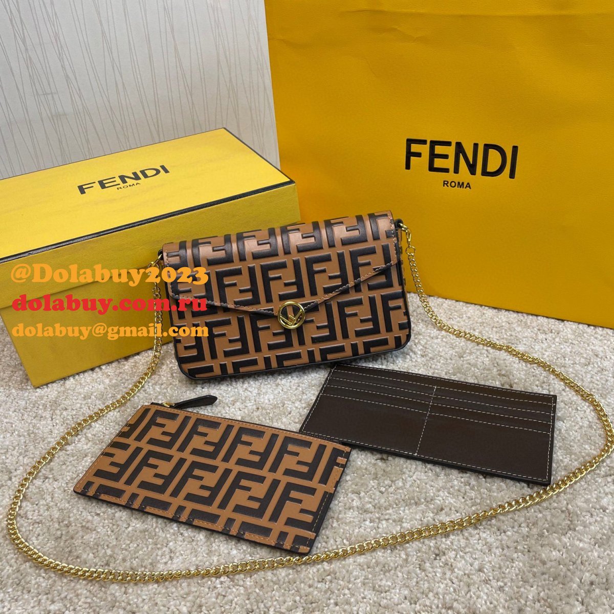 Fendi Best Fashion 212200 Maca embossing Apricot Bags