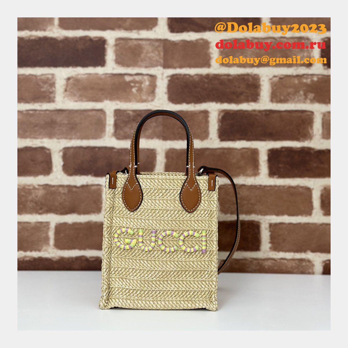 Gucci Fake Super Crossbody Straw-effect 780083 Top Bag