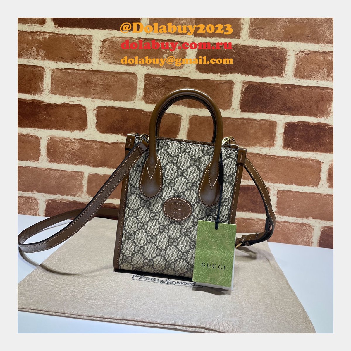 Shop Now Gucci Replica Mini tote bag with Interlocking G 671623 GG Supreme