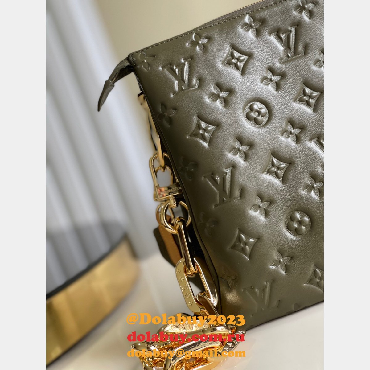 Quality Louis Vuitton Replicas Coussin Other Leathers M57782 Khaki Green