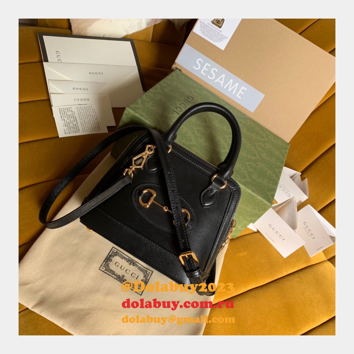 Gucci Top Quality Horsebit 1955 mini top handle 640716 black bag