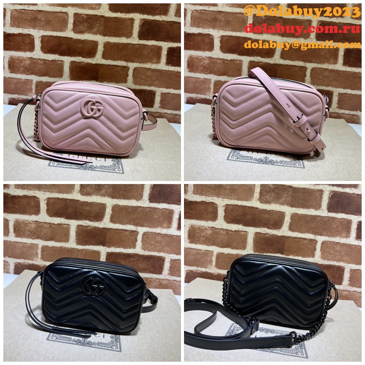 Designer Gucci Luxury Camera 634936 GG Marmont mini shoulder black bag