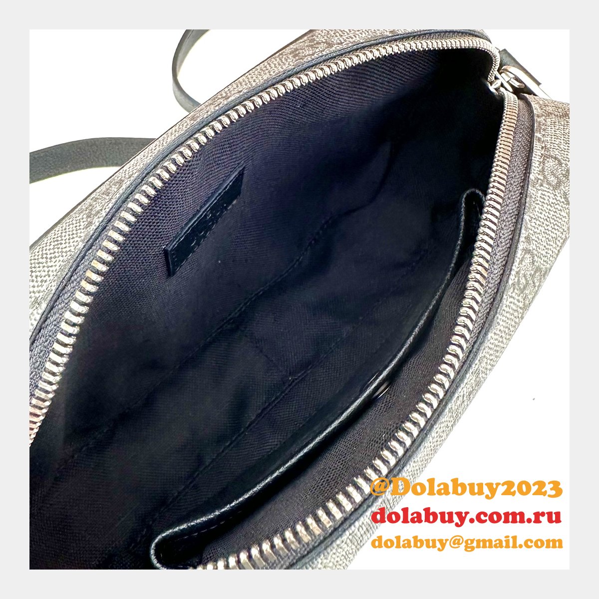High Fashion Gucci 768391 Shoulder Grey and Black Replica Bag