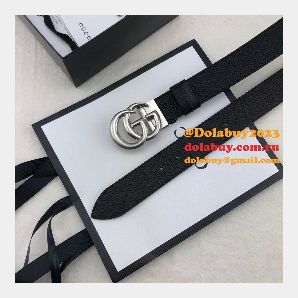 Luxury Gucci 38MM Double G Shop the New Replica Black Belts