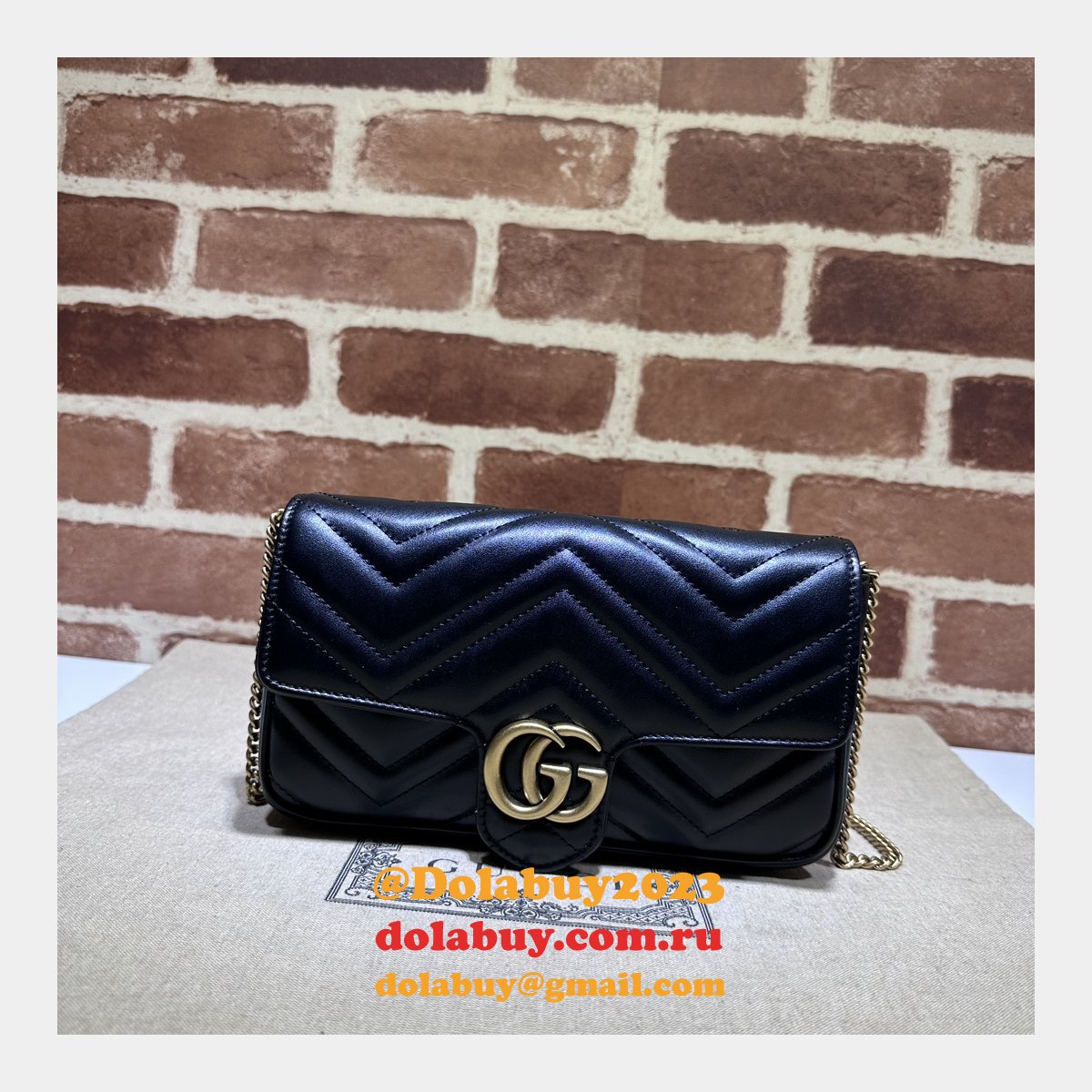GG Marmont Gucci Replica Card Case Chain Wallet 751526 Bag