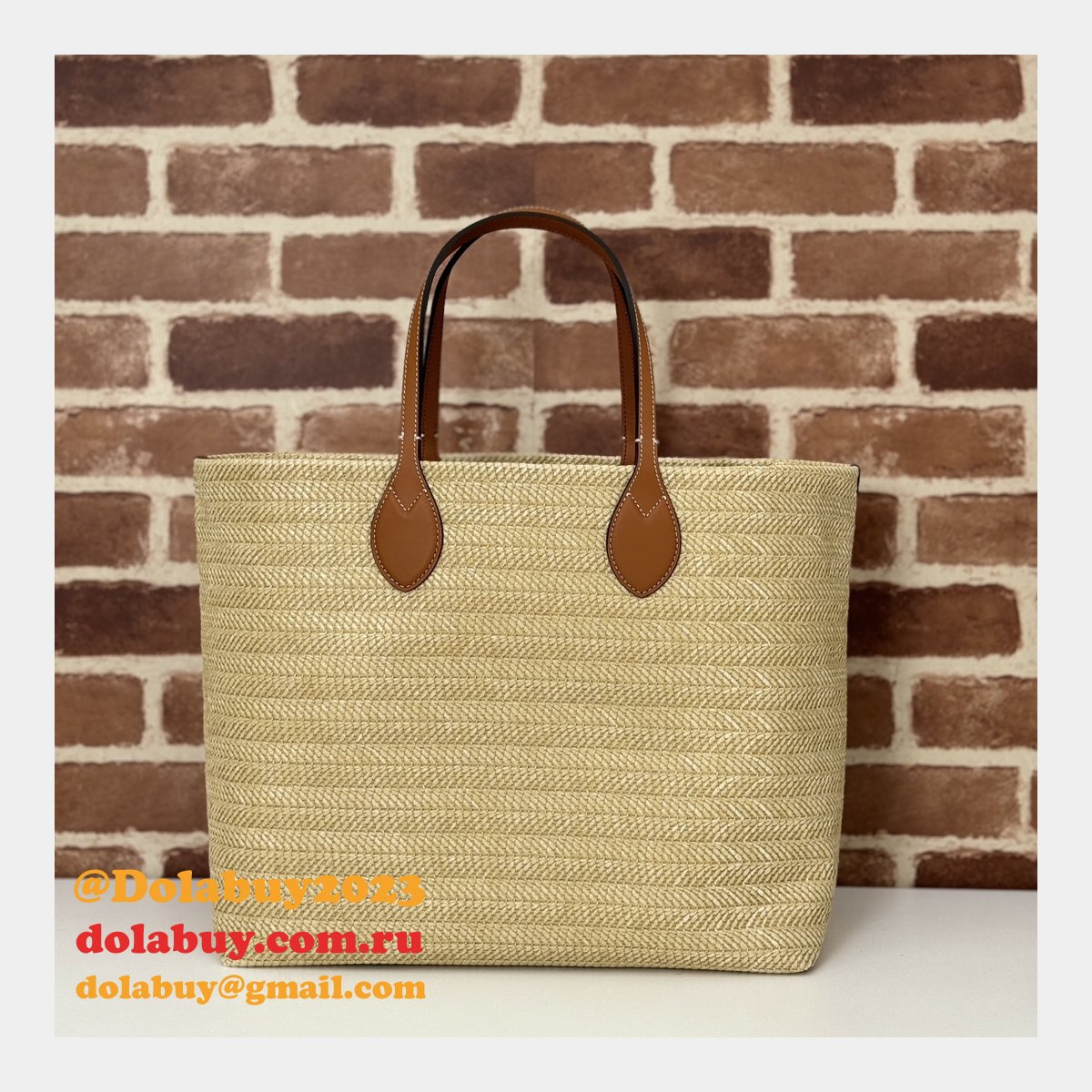 Gucci Duplicate Straw-effect Tote 779666 Beige Fabric Bag