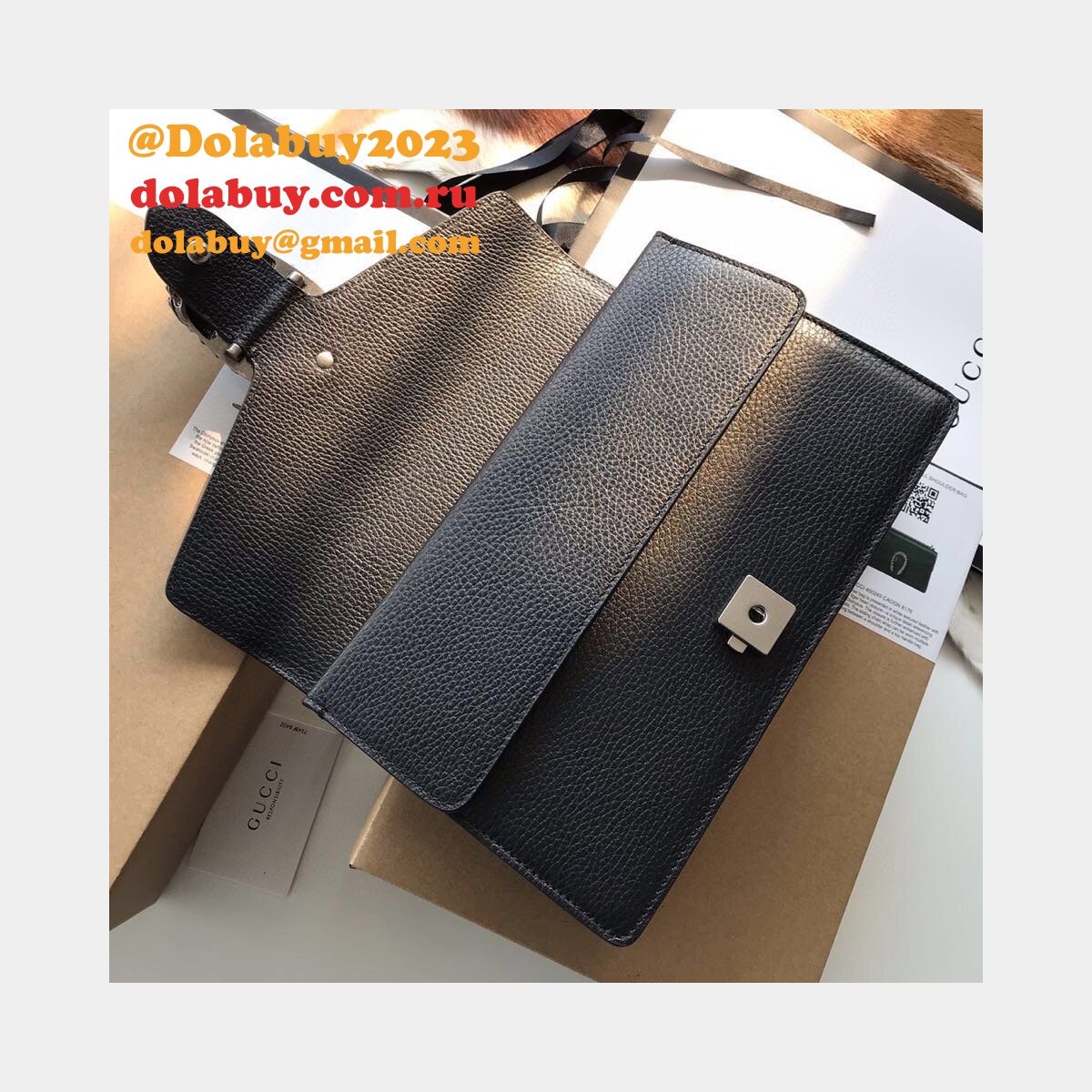 Wholesale Replica Gucci 400249 Dionysus GG Supreme Shoulder Black Bag