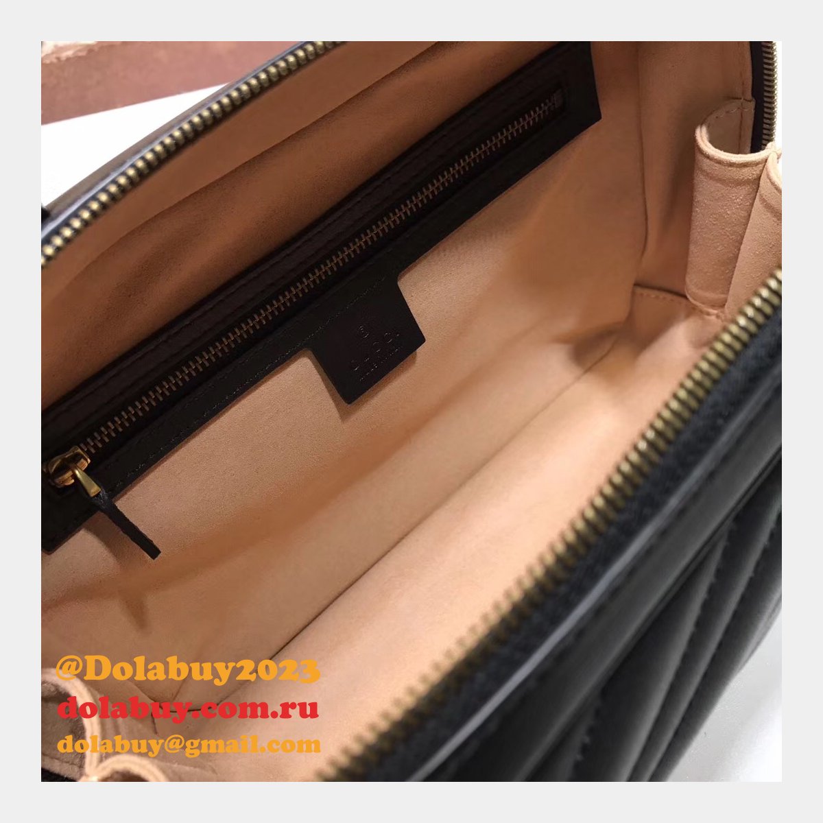 Top Quality Gucci Replica 498100 Leather GG Marmont Small Shoulder Bag