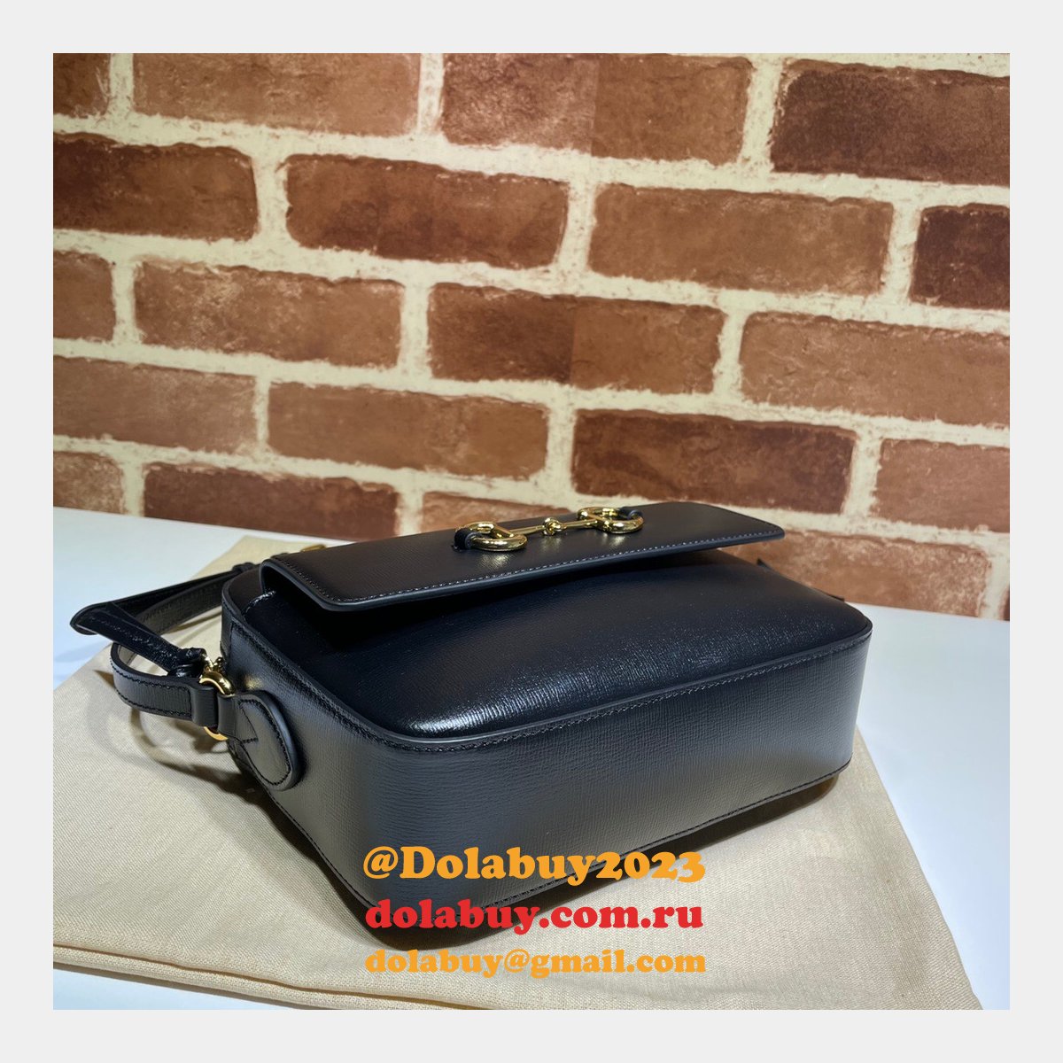 Gucci Horsebit 1955 Small Shoulder 645454 Black Army Green White Bag