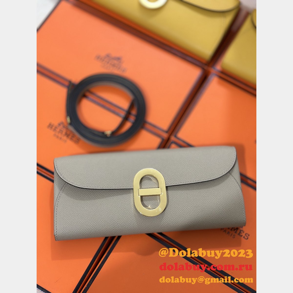 Luxury Hermes  D Ancre to go clutch Epsom bag