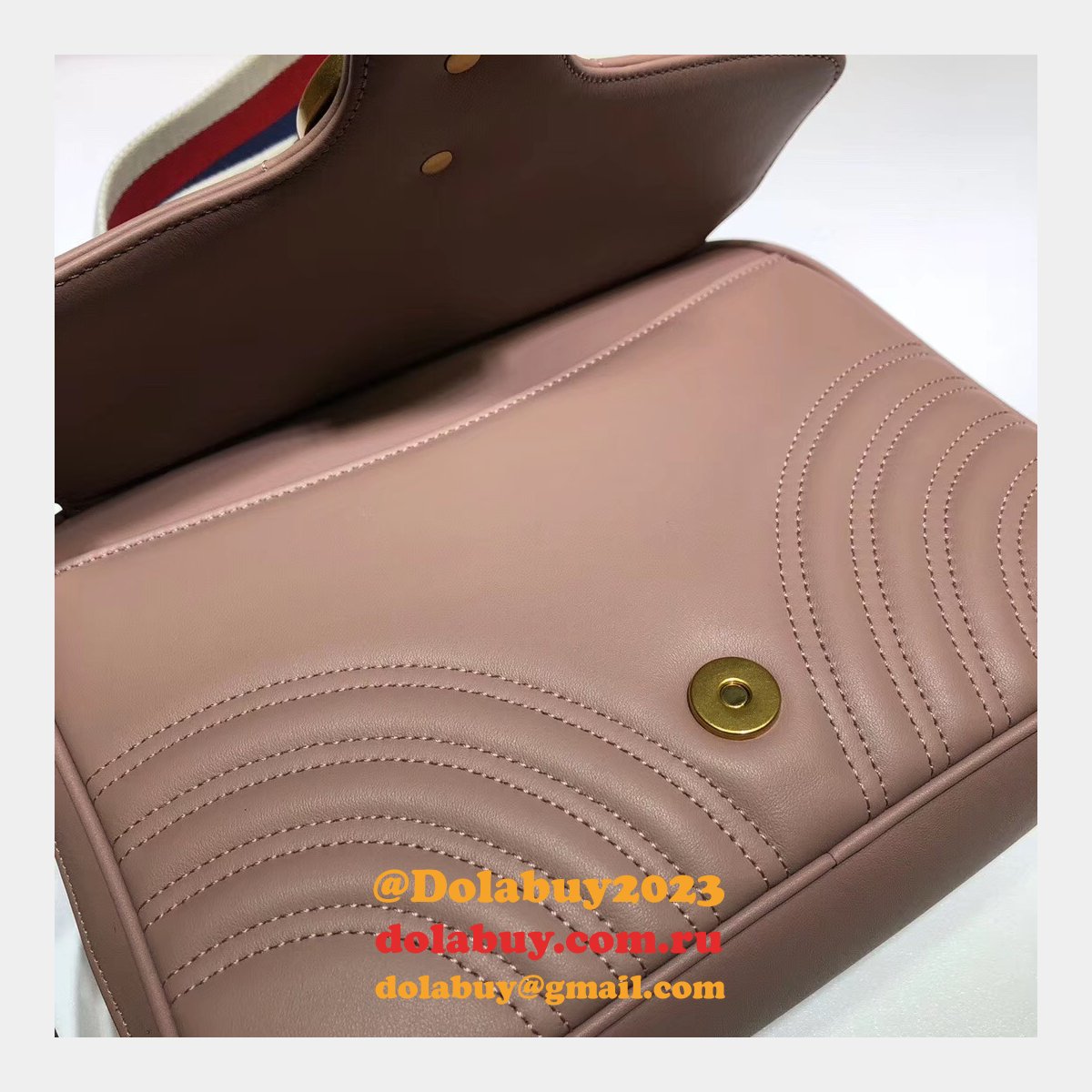 Top Quality Gucci Replica 498100 Leather GG Marmont Small Shoulder Bag