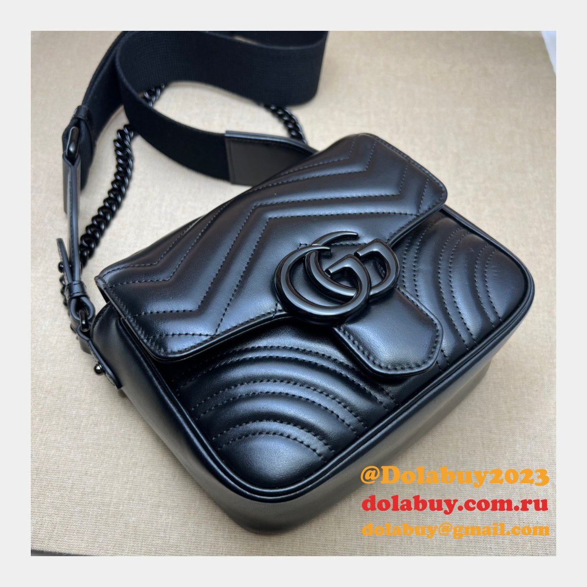 Perfect Gucci GG Marmont matelasse 739681 shoulder Fake bag