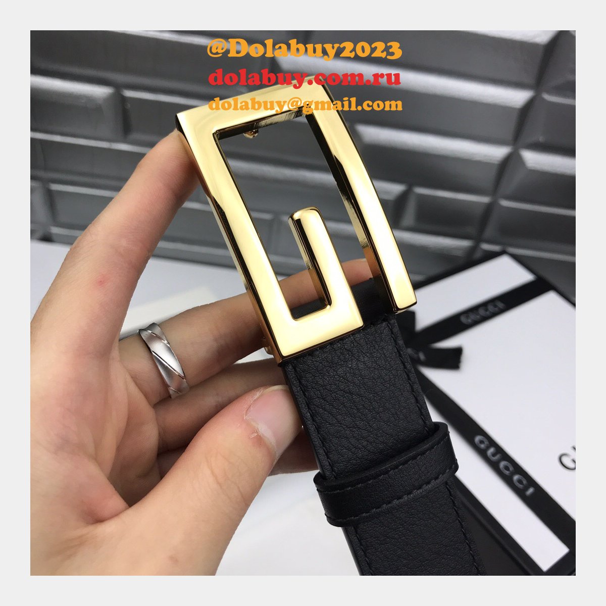 Luxury Gucci 35mm Buckle Black leather belt replica