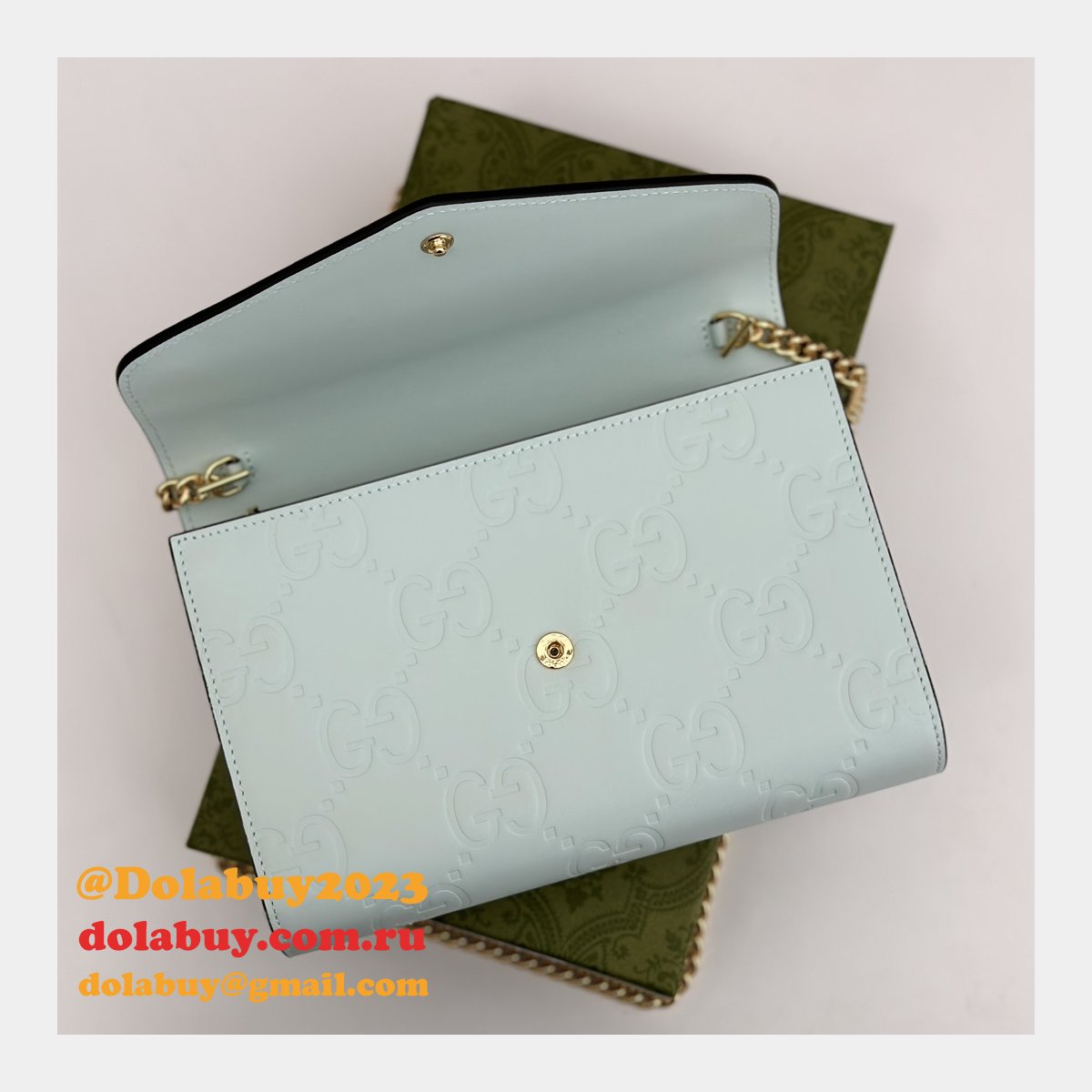 Gucci Copy GG Leather Chain Wallet 1:1 Mirror 781555 Bag