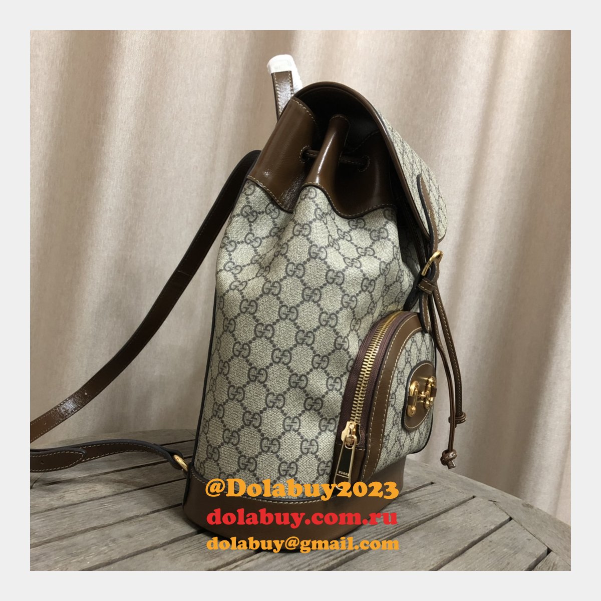 Designer Gucci Replica Horsebit 1955 backpack Beige 620849 Bag