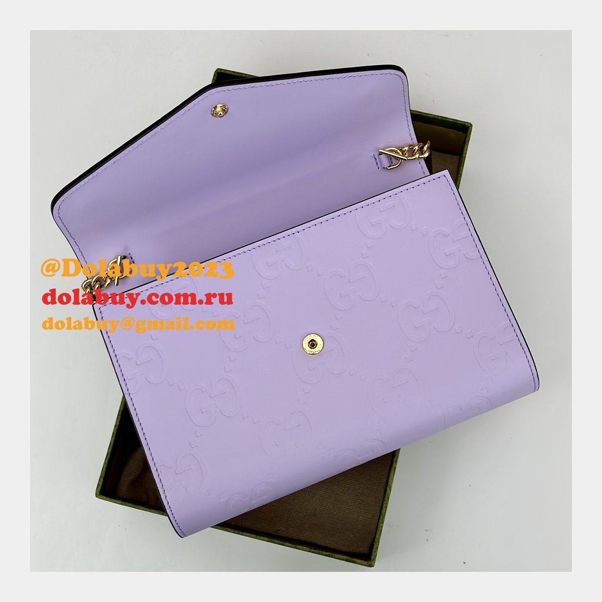Gucci Copy GG Leather Chain Wallet 1:1 Mirror 781555 Bag