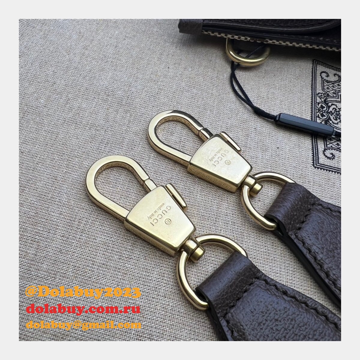 Tote Gucci Replica bag with jumbo GG 678839 camel and ebony GG Canvas