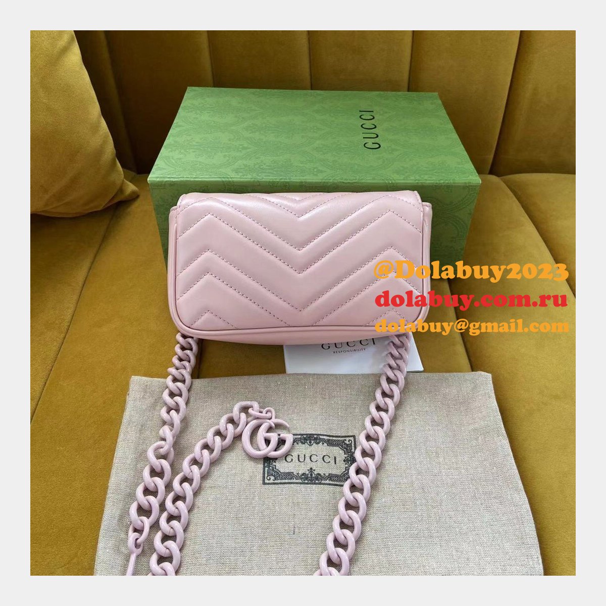Knockoff Gucci GG Marmont matelassé leather super 699757 bag