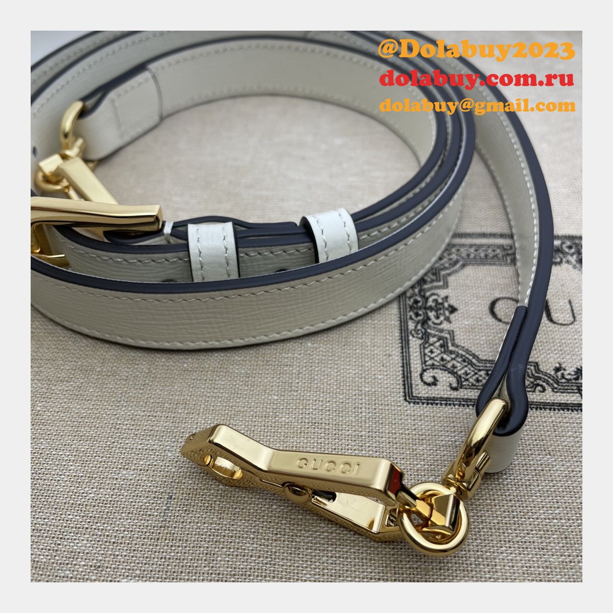 White Replica Gucci Horsebit 1955 mini 658574 bag