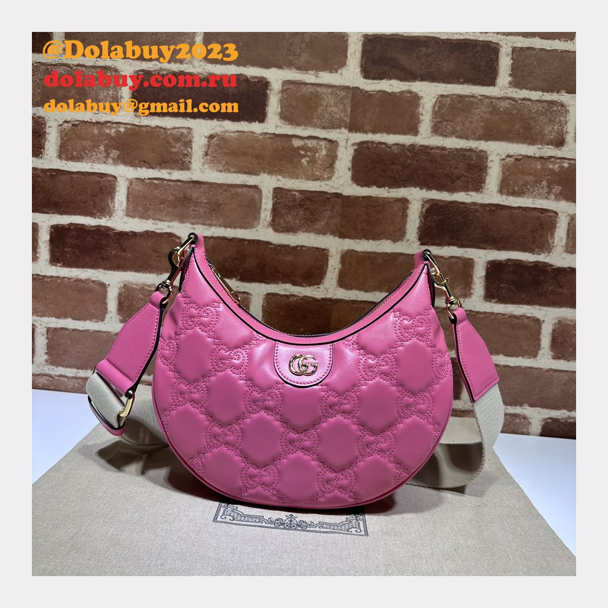 Gucci Replica 739709 GG Matelassé Duplicate Shoulder Pink Bag