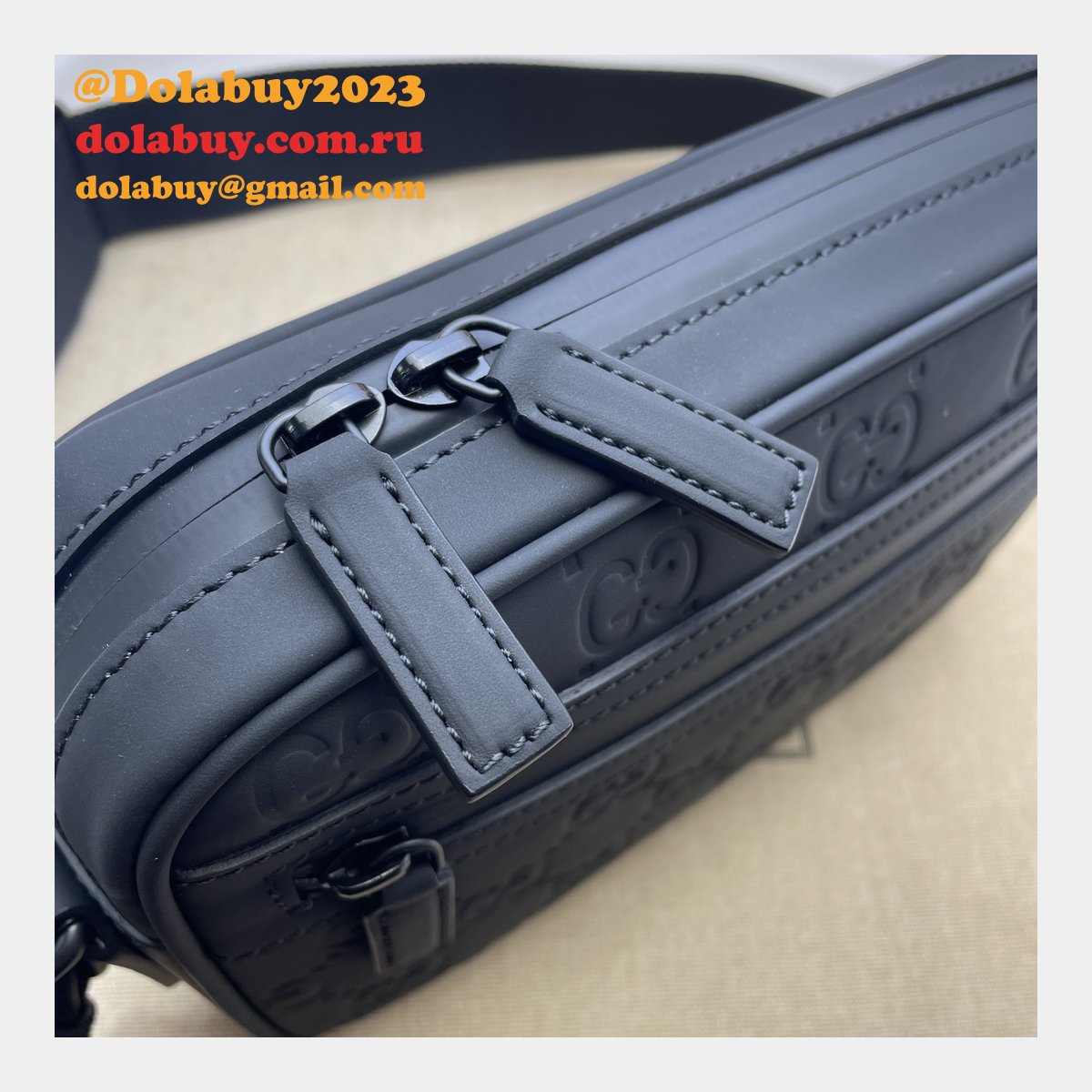 GG Crossbody Knockoff Gucci Rubber-effect 771293 Black Bag
