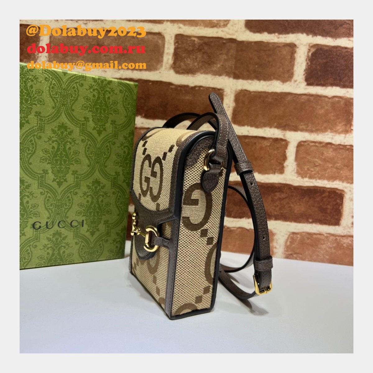 Copy Gucci Top Quality 625615 Horsebit 1955 Jumbo bag in GG Supreme canvas