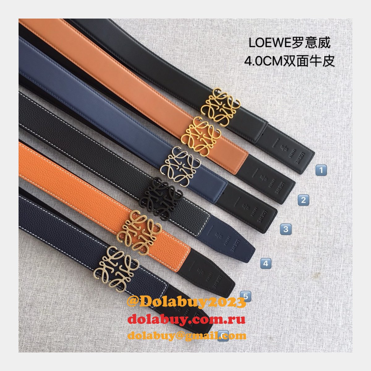 Loewe Designer Replica Top 4.0CM Width Double-Sided Cowhide Belt