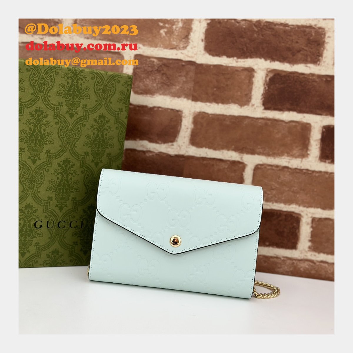 Gucci Copy GG Leather Chain Wallet 1:1 Mirror 781555 Bag
