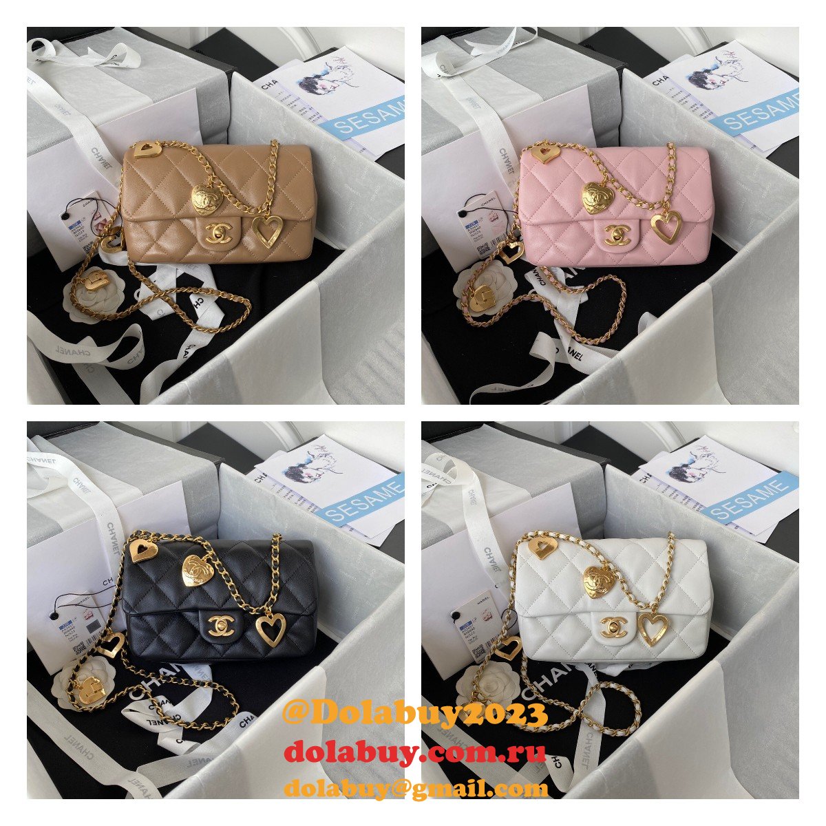 Wholesale Flap Fake AS3456 Bag Lambskin Gold-Tone Metal