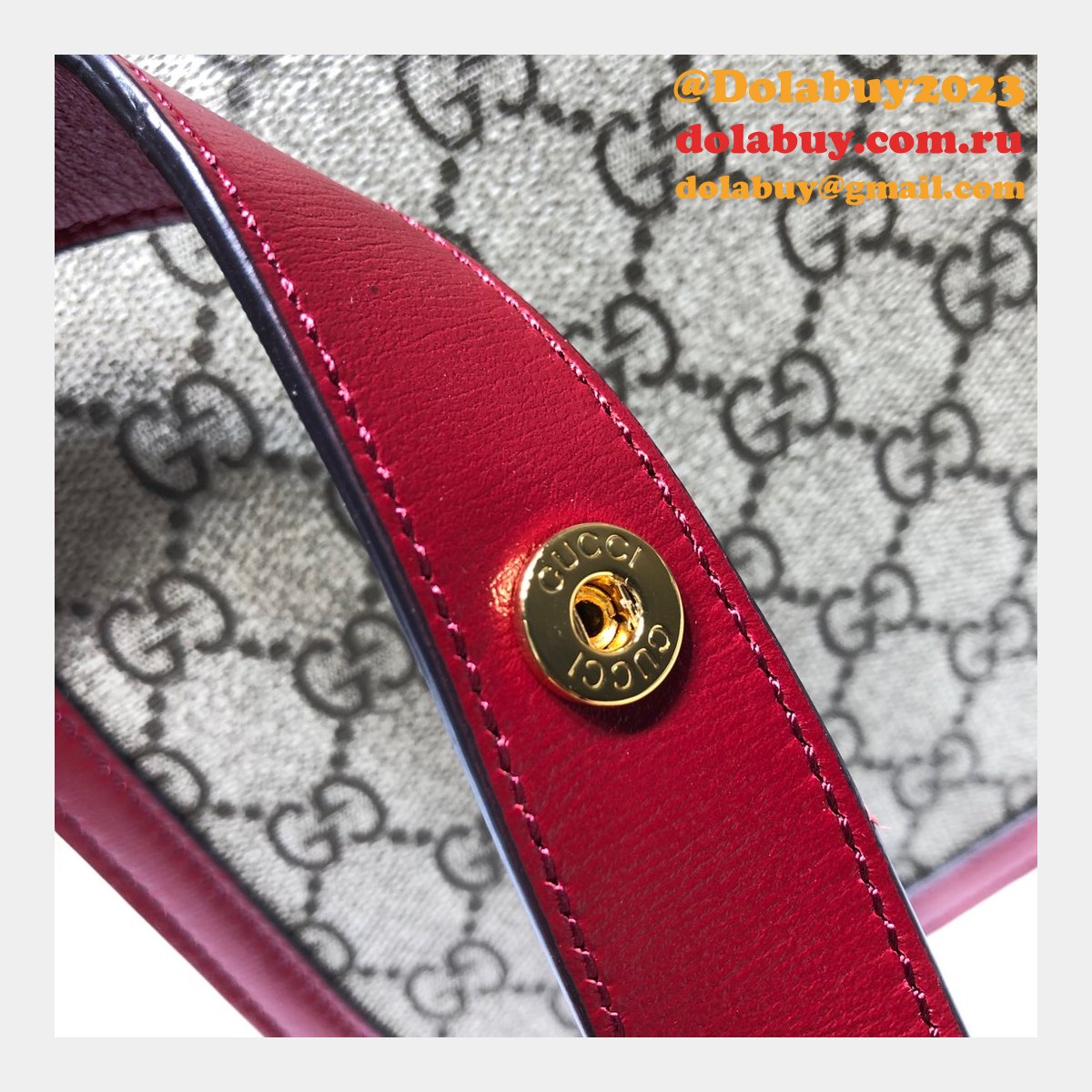 Gucci Replica GG Horsebit 1955 small shoulder 602204 red bag