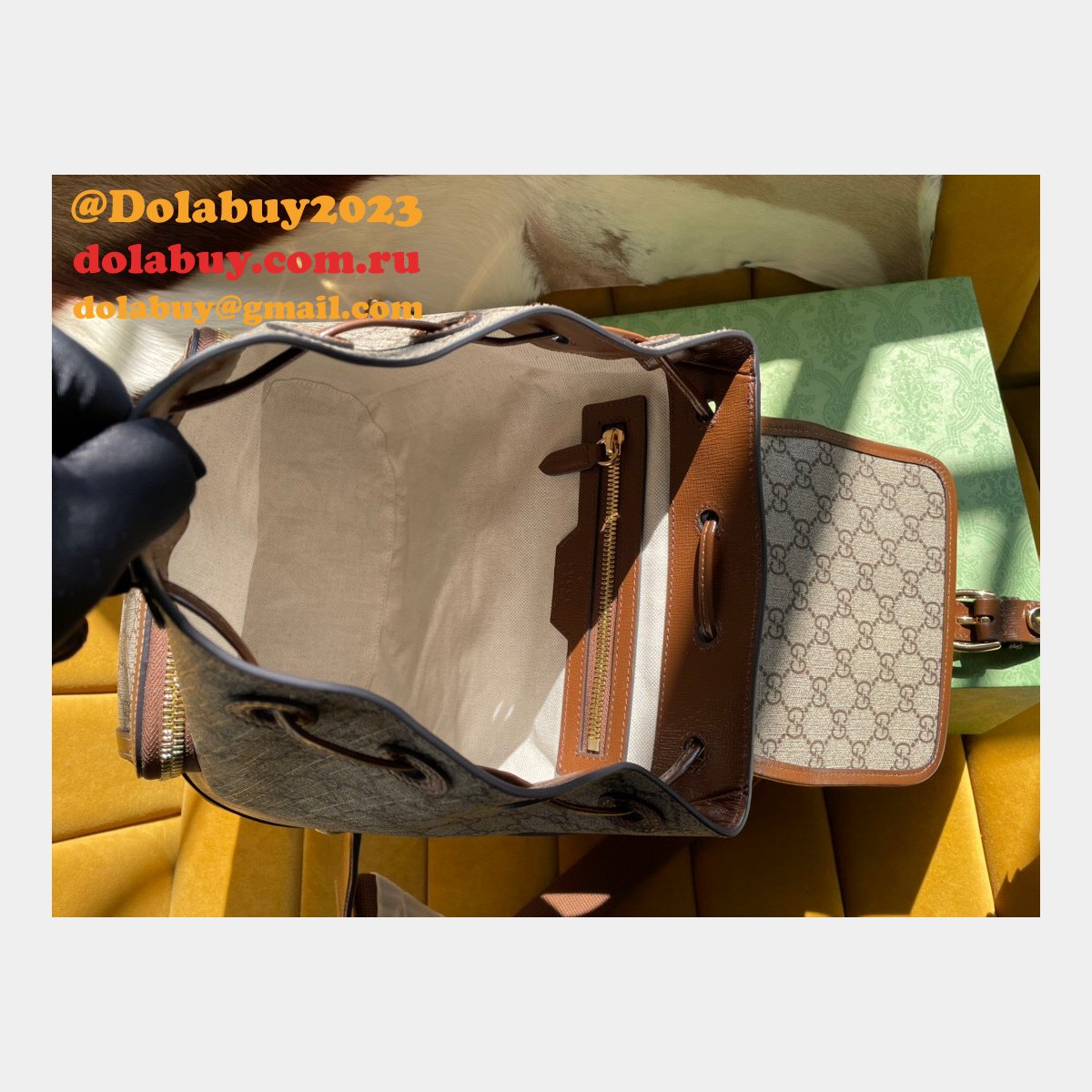 The Best Gucci Backpack Interlocking G in GG Supreme Replica Bag Online Store